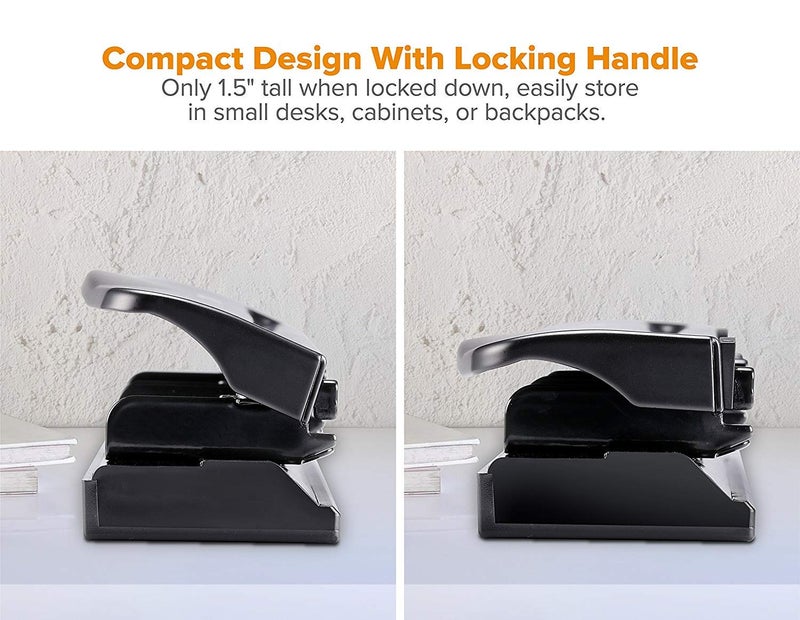 Bostitch Office 3 Hole Punch, Durable Metal,Rubber Base, 12 Sheets, Black - Image 5